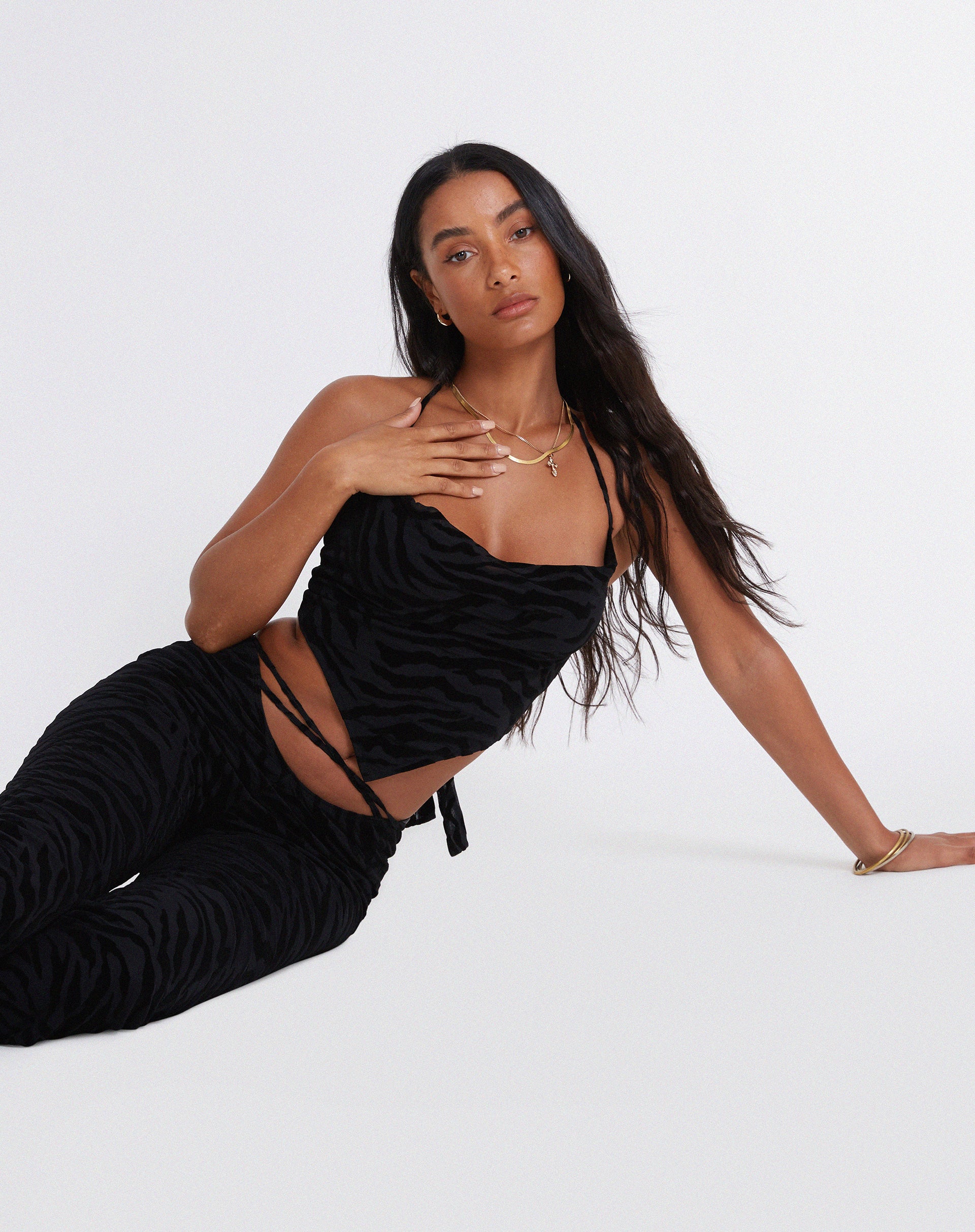 Nancha Flare Trouser in Zebra Flock Black - Image 4