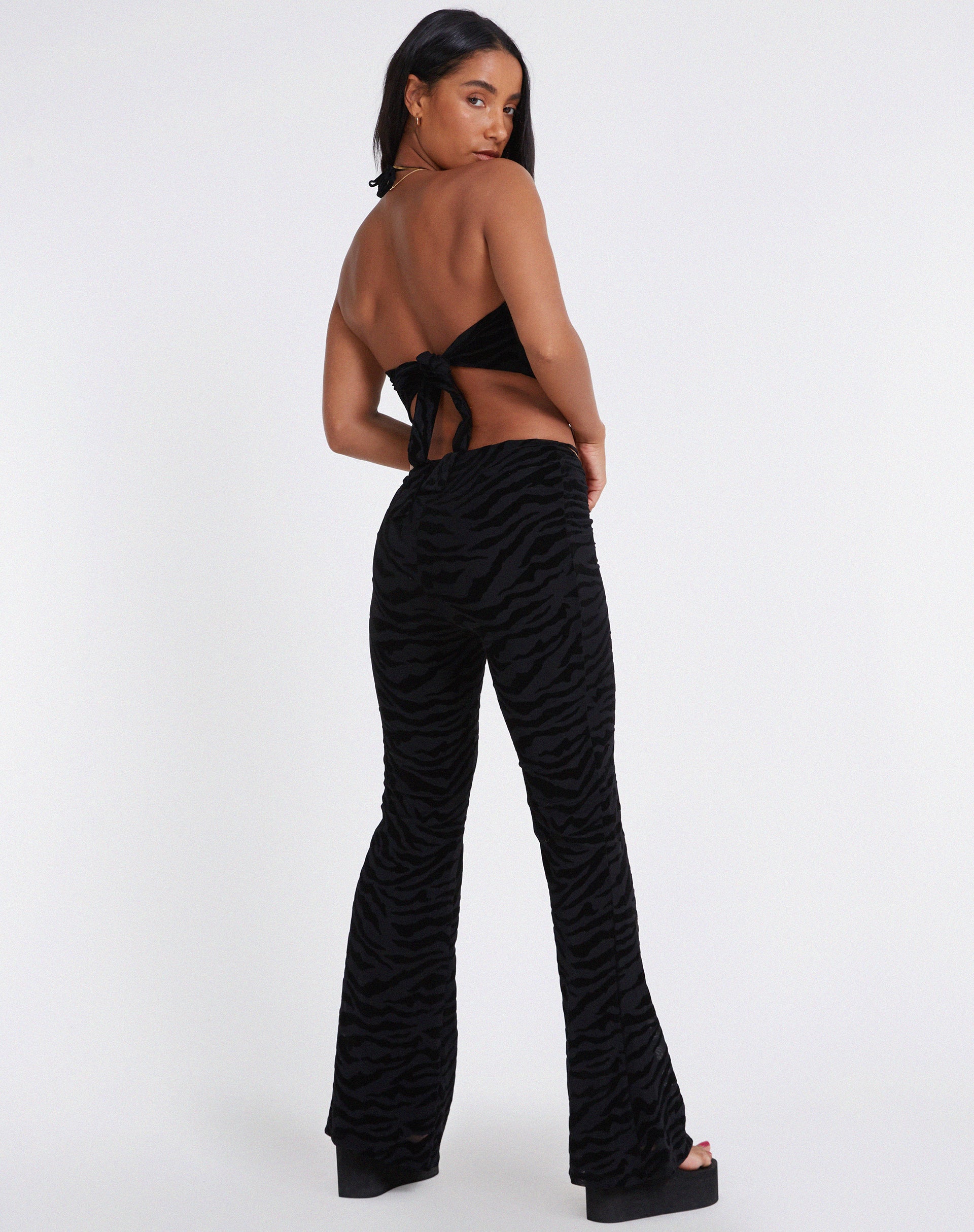Nancha Flare Trouser in Zebra Flock Black - Image 5