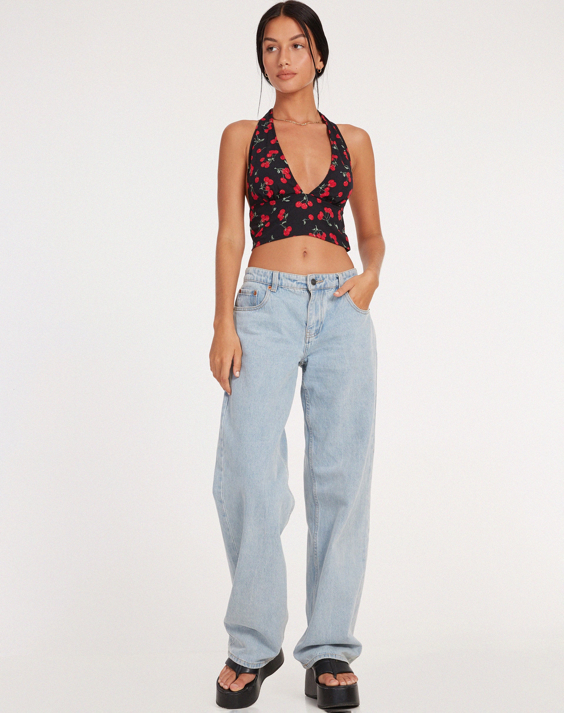 Nanda Crop Top in Cherries Black - Image 3