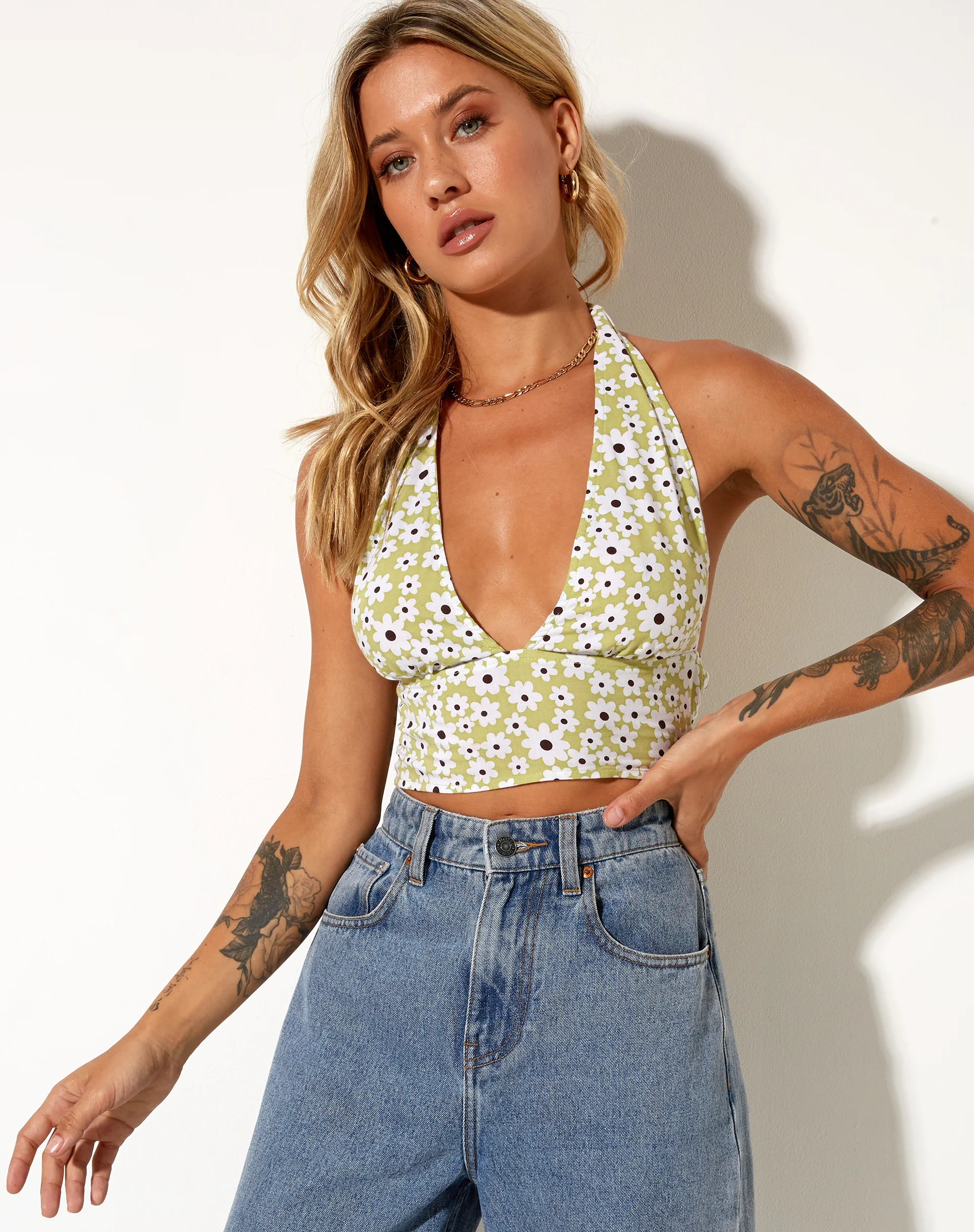 Nanda Crop Top in Daisy Duke Green - Image 2