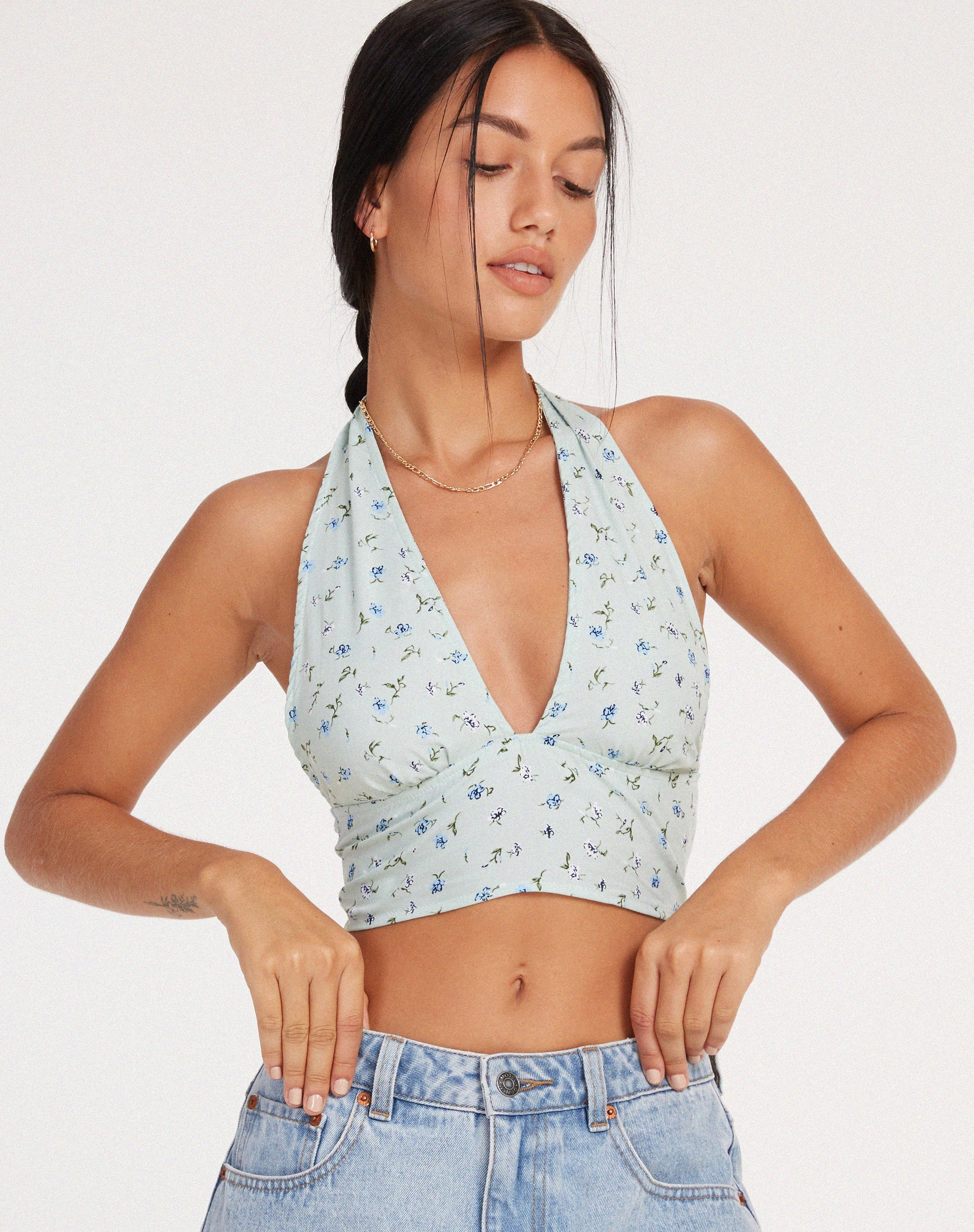 Nanda Crop Top in Pretty Petal Green - Image 2