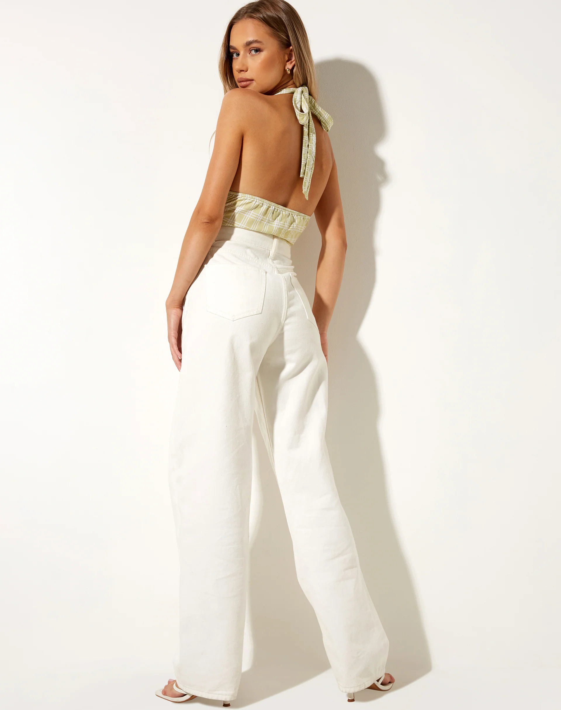 Nanda Crop Top in Sage Check - Image 4