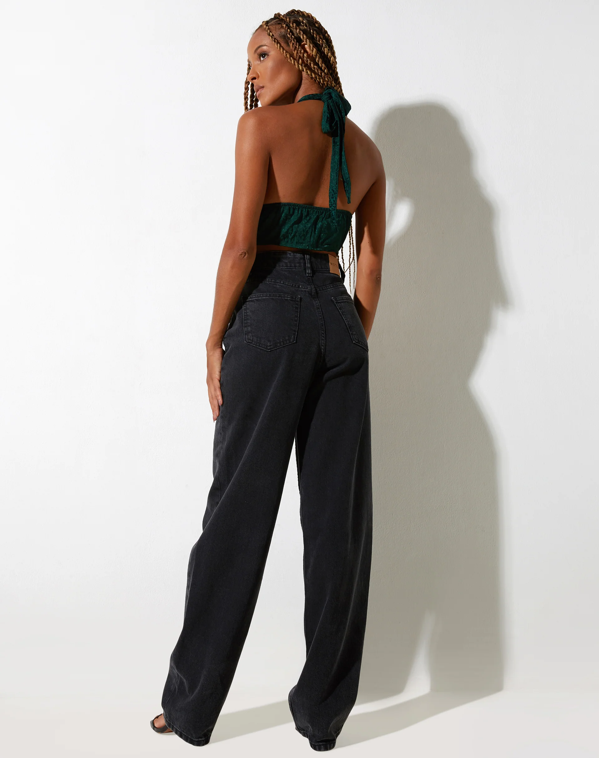 Nanda Crop Top in Satin Cheetah Forest Green - Image 3