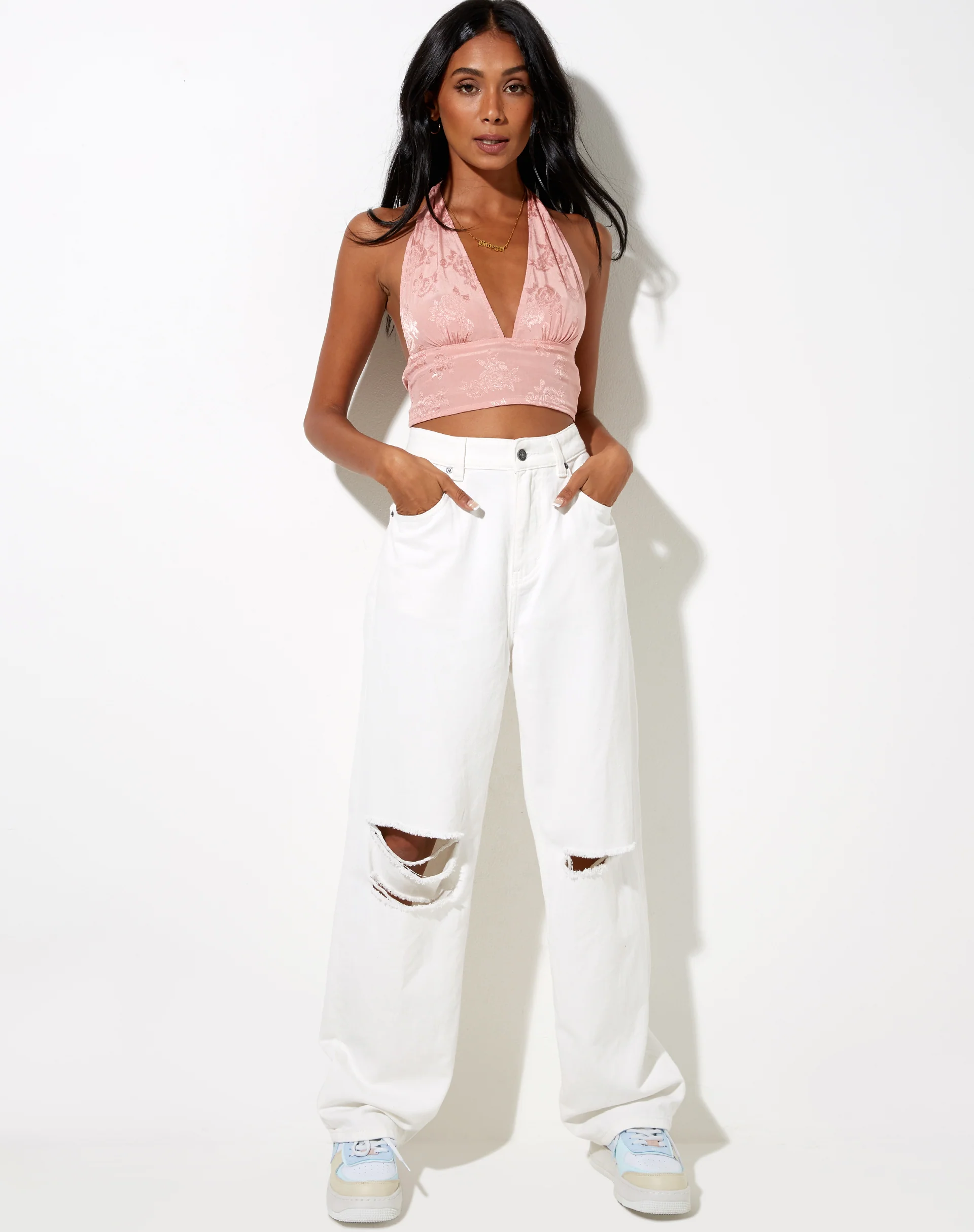 Nanda Crop Top in Satin Rose Coral Blush - Image 4