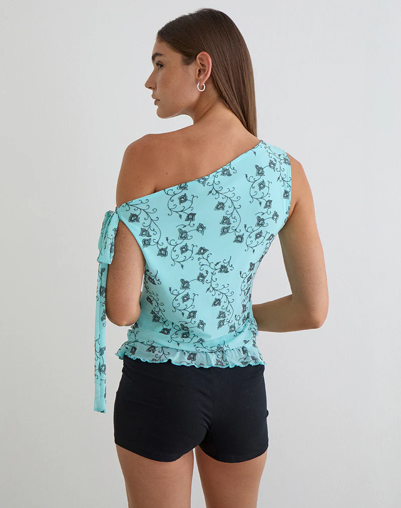 Nani Off Shoulder Top in Winding Ivy Blue - Image 3
