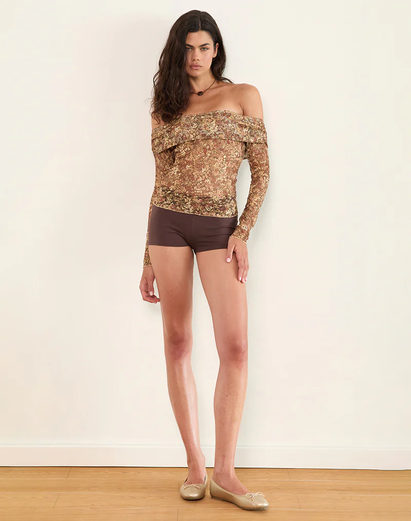 Nanila Top in Cluster Floral Brown - Image 2