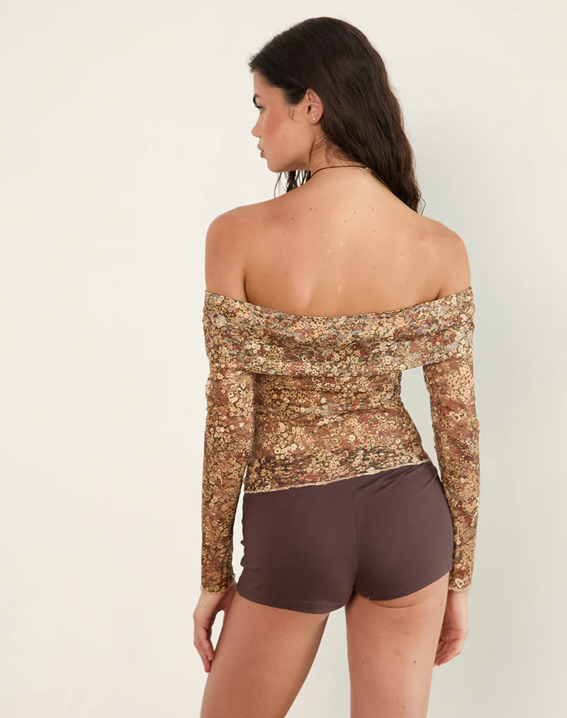 Nanila Top in Cluster Floral Brown - Image 4
