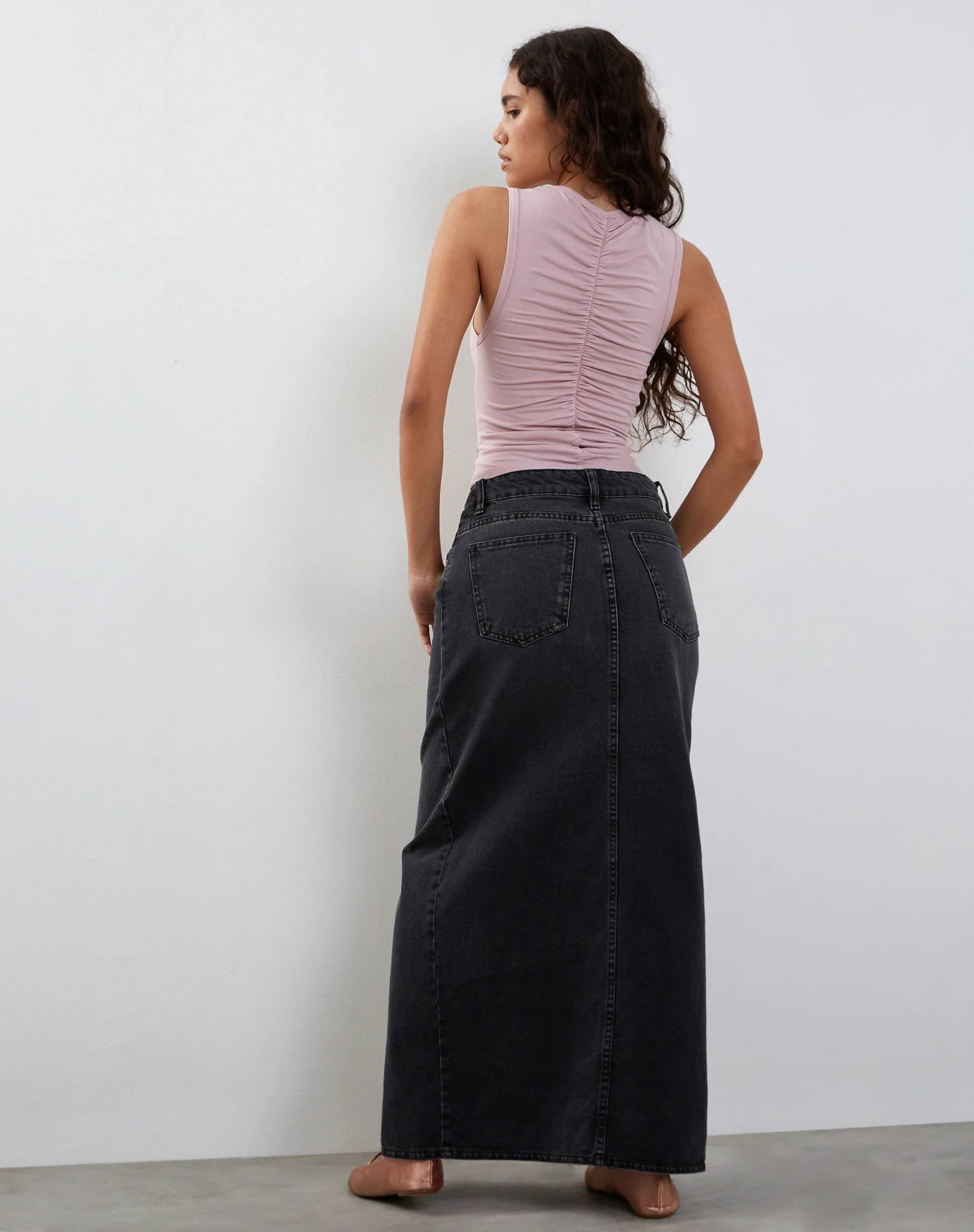 Naoko Ruched Tank Top in Dusky Pink - Image 2