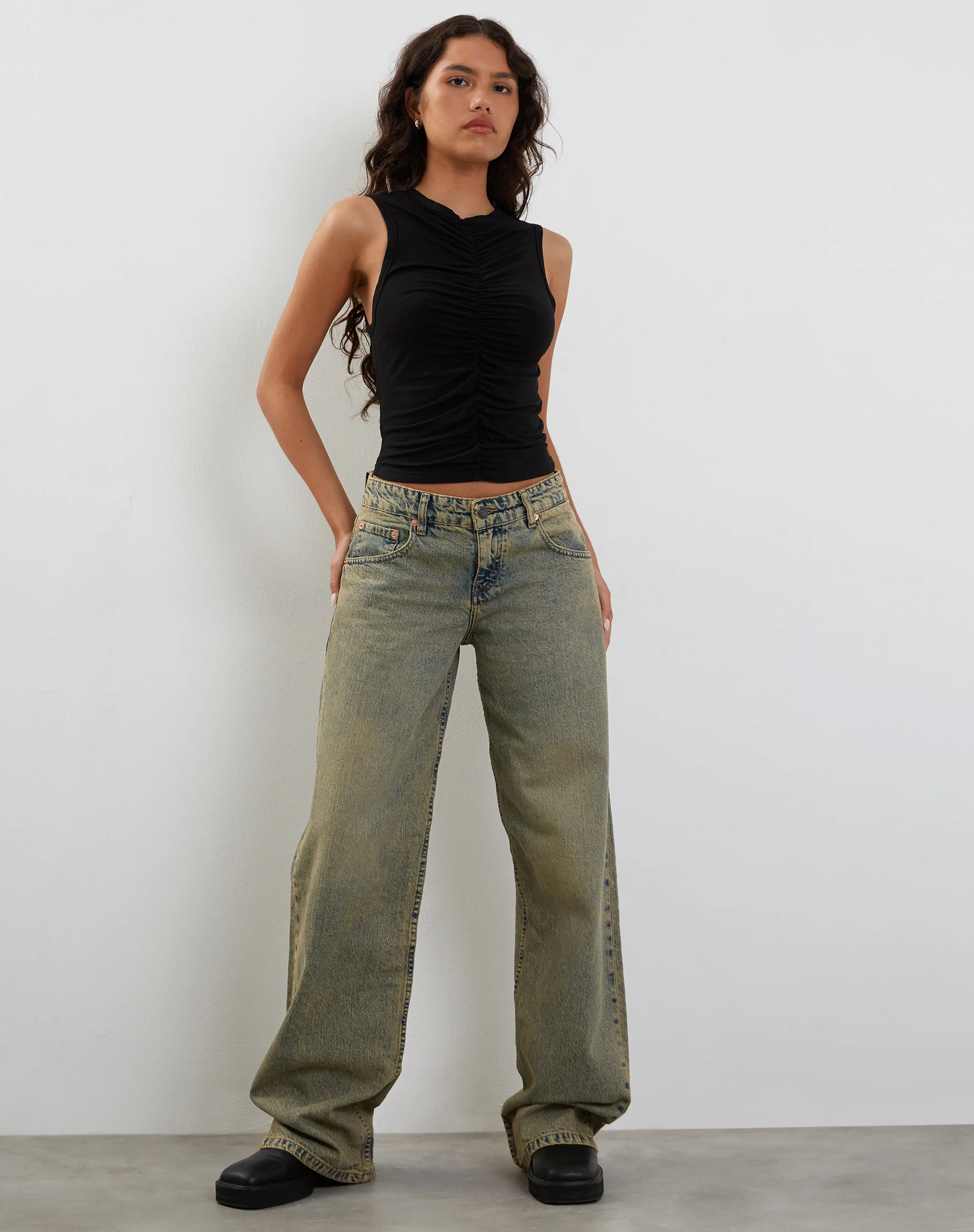 Naoko Ruched Top in Black - Image 2