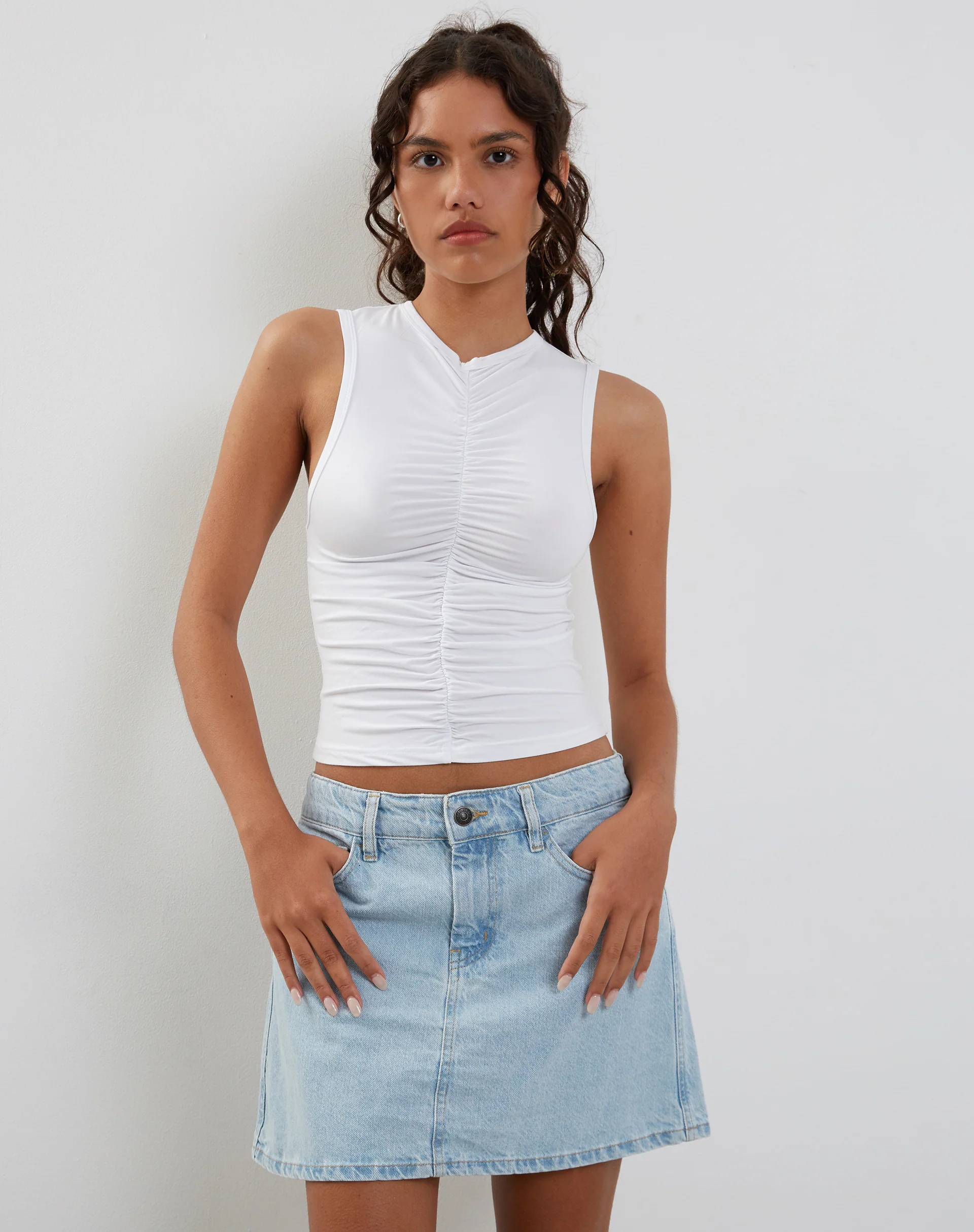 Naoko Ruched Top in White - Image 5