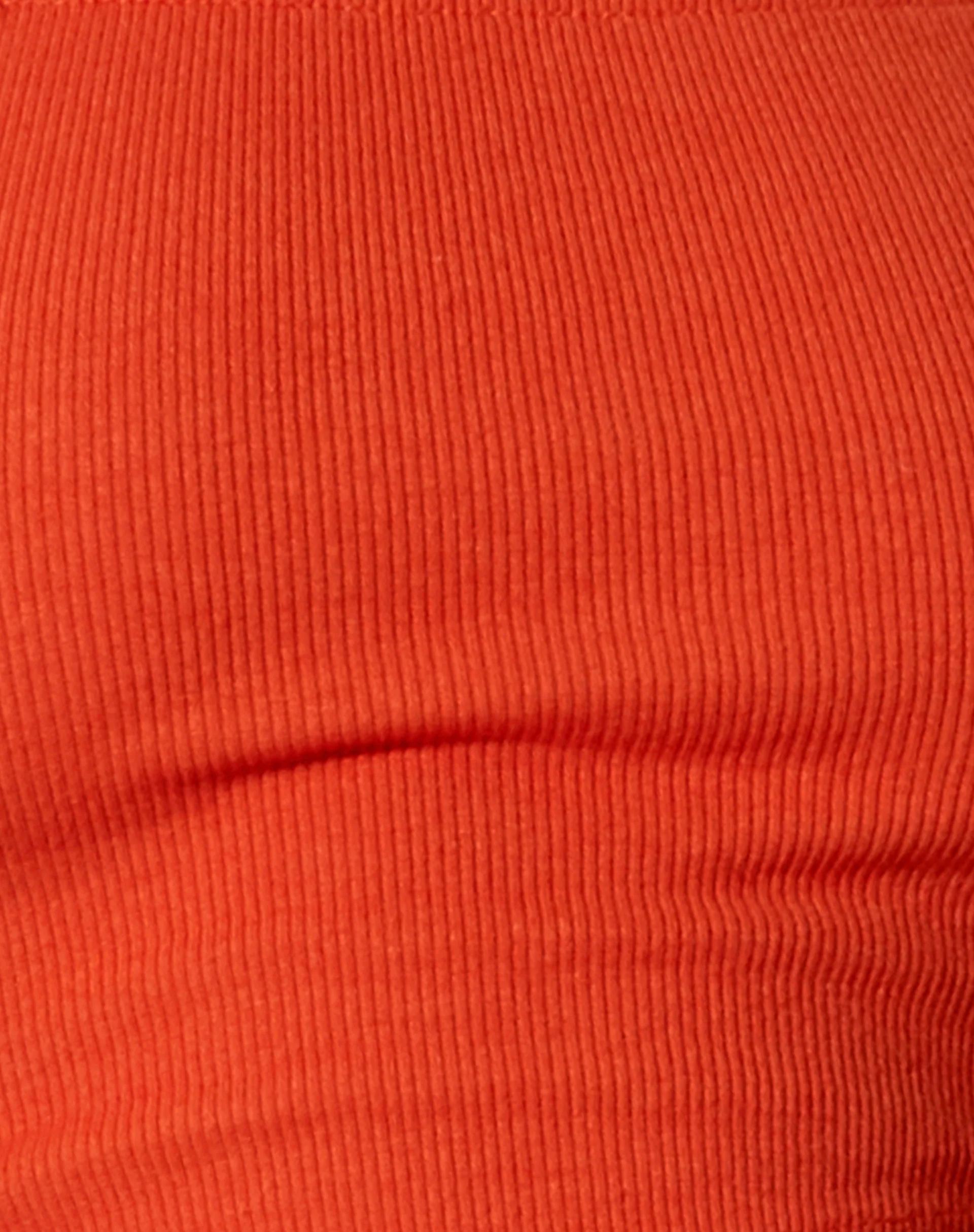 Nara Crop Top in Rib Tangerine - Image 5
