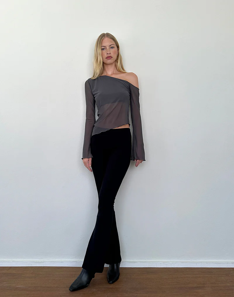 Narcissa Asymmetric Long Sleeve Top in Ocean Storm - Image 4