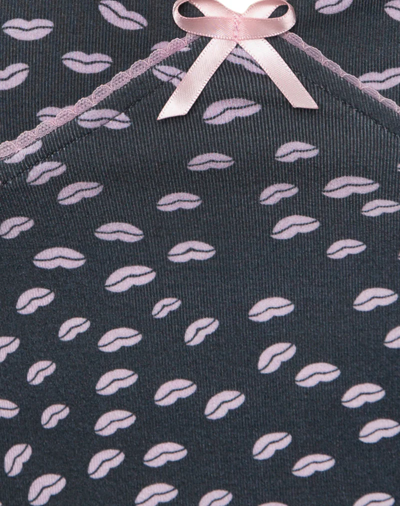 Narumi Cami Top in Black Micro Lips Pink - Image 6