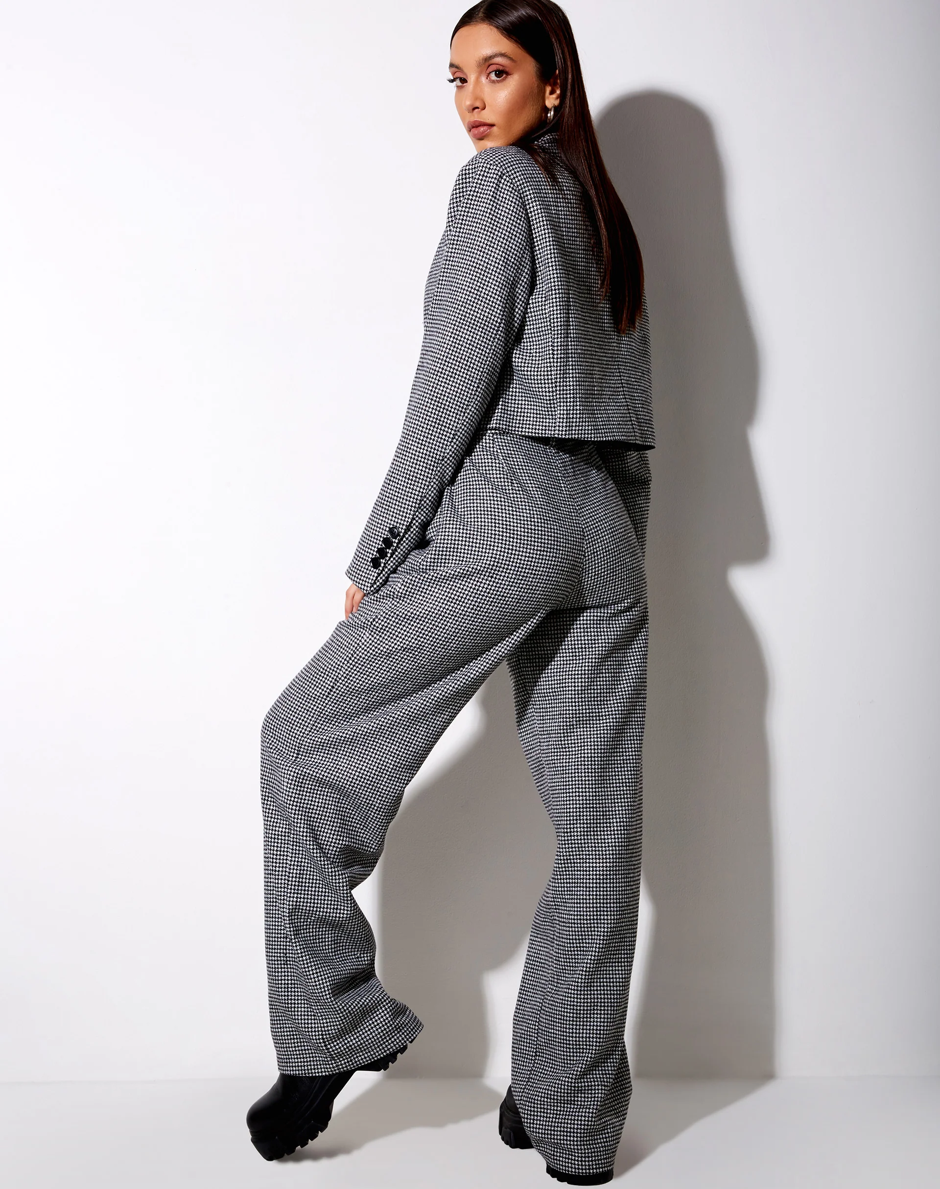 Nastia Jacket in Dogtooth Black and White - Image 5