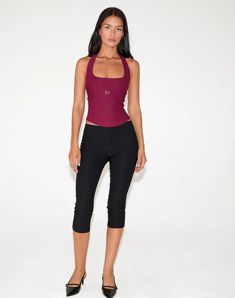 Nasya Halter Top in Tailoring Burgundy - Image 2