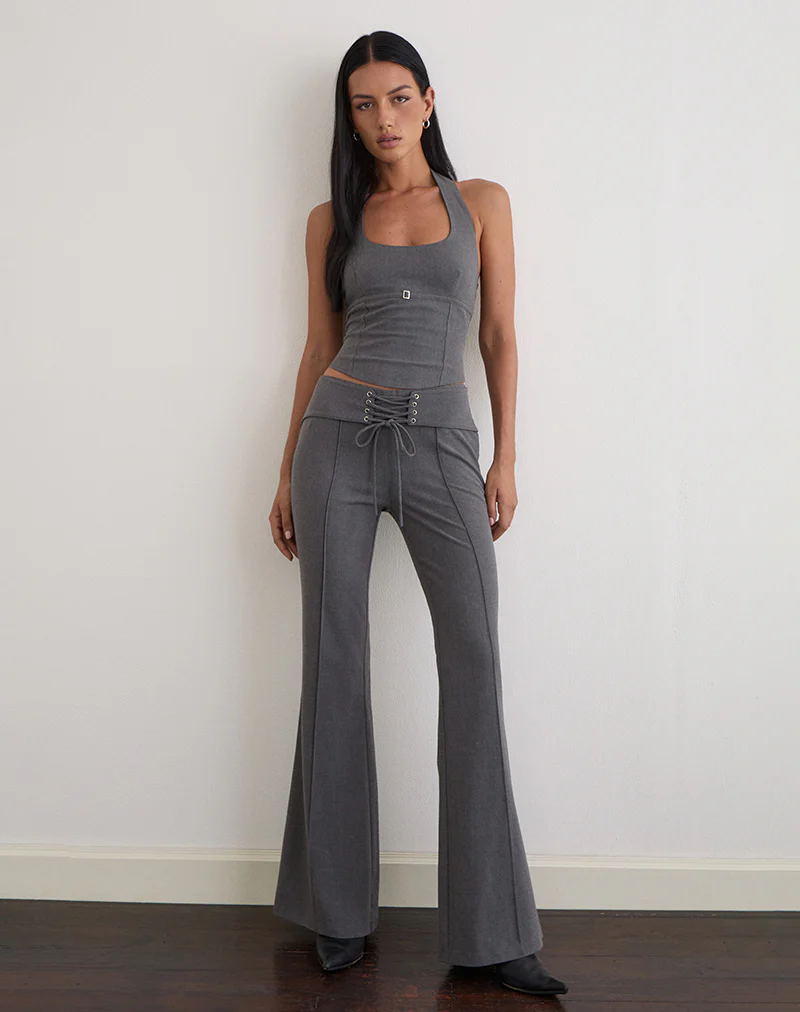 Nasya Halter Top in Tailoring Charcoal - Image 2