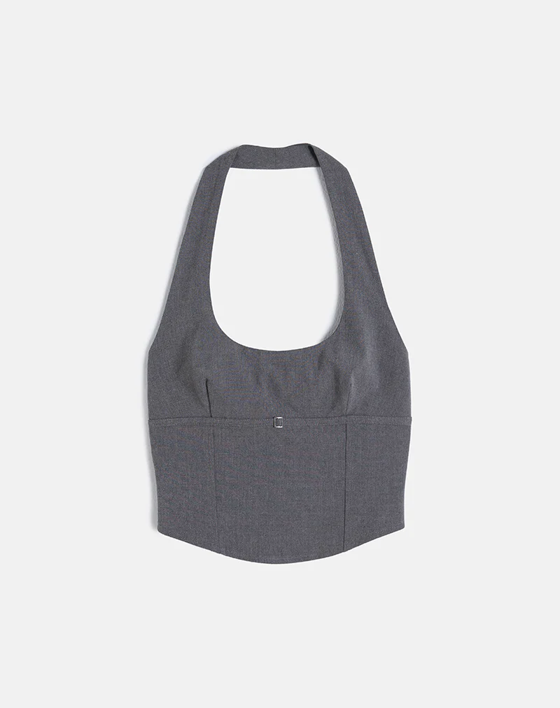 Nasya Halter Top in Tailoring Charcoal - Image 3