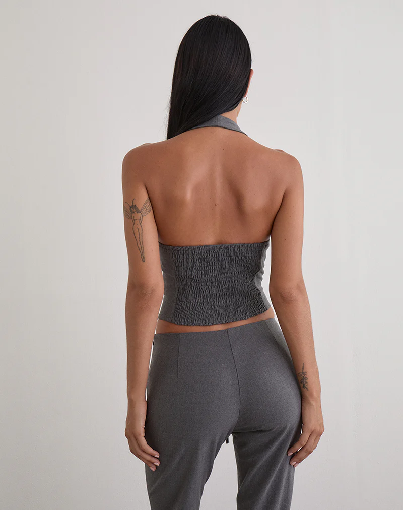 Nasya Halter Top in Tailoring Charcoal - Image 6