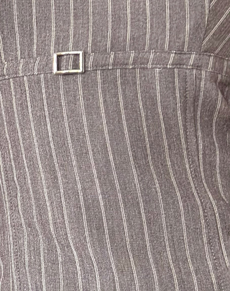 Nasya Halterneck Top in Taupe Pinstripe Tailoring - Image 6