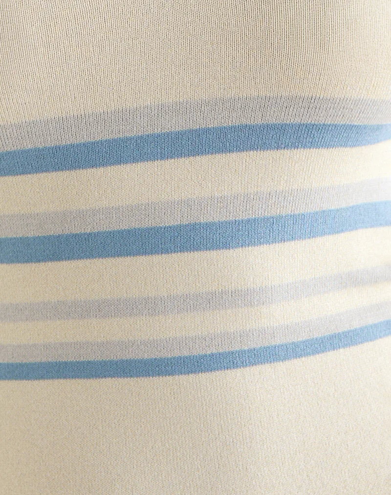Natcha Vest Top in Cream with Blue and Grey Stripes - Image 6