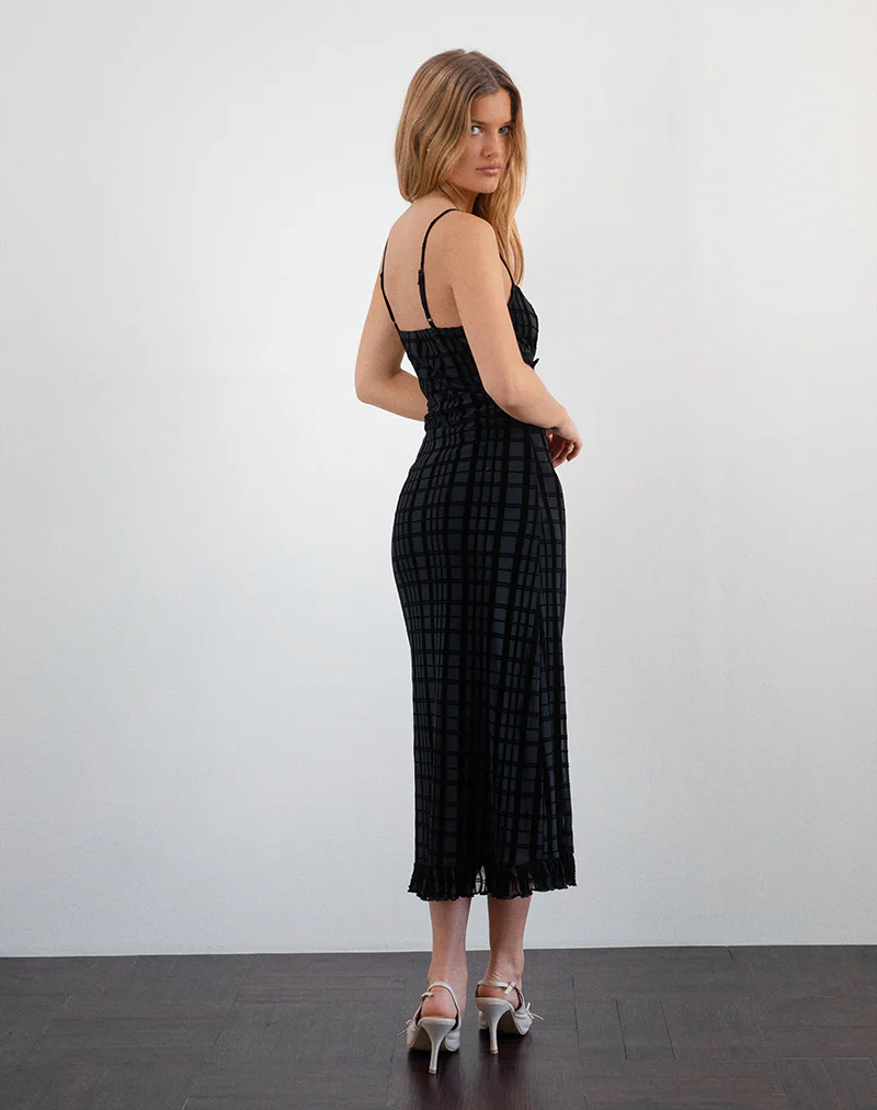 Nateda Dress in Tonal Check Flock Black - Image 3