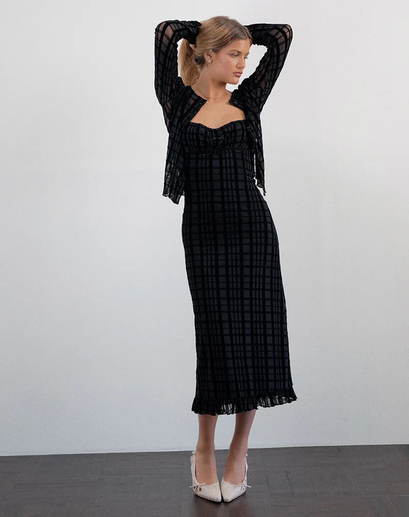 Nateda Dress in Tonal Check Flock Black - Image 5