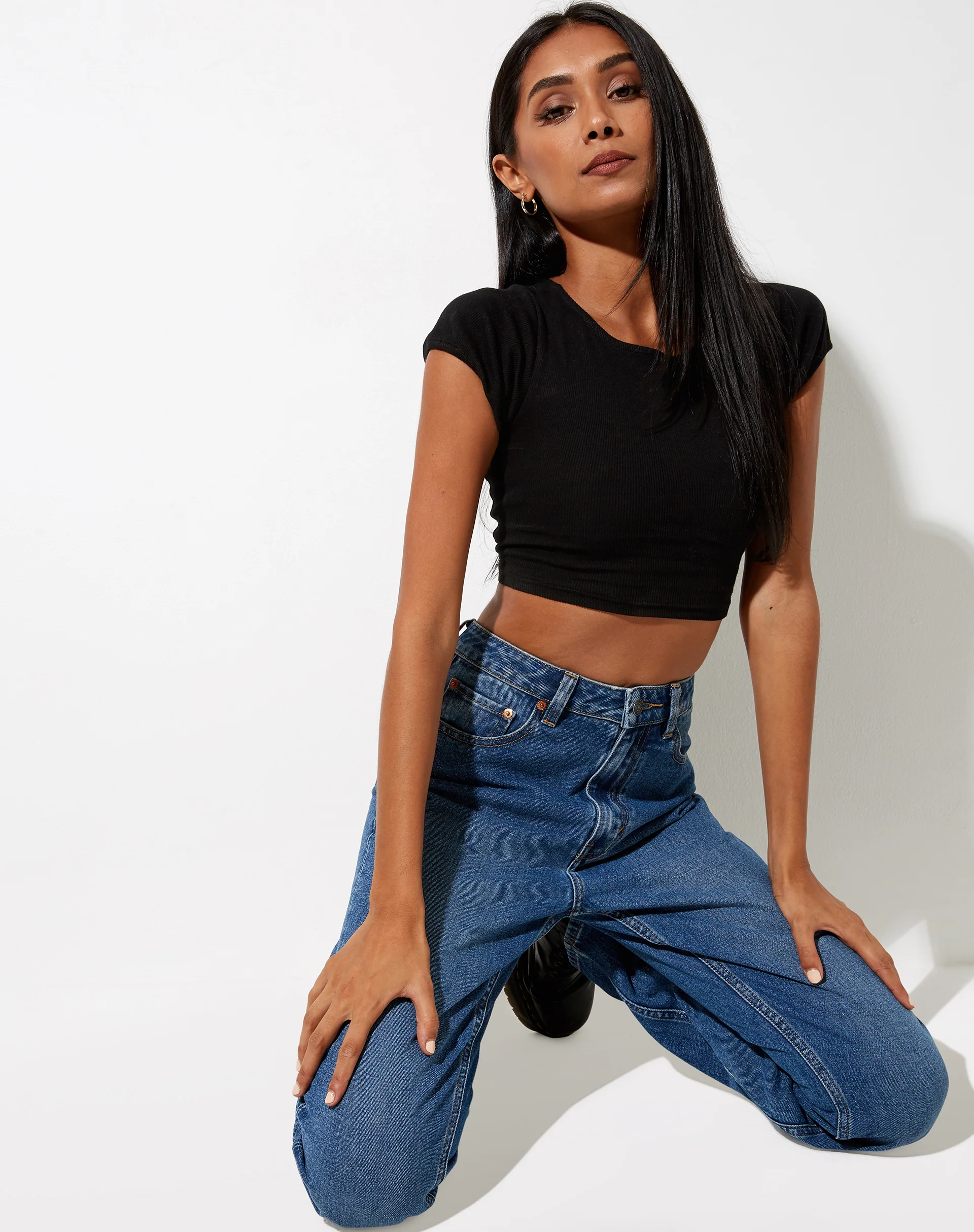 Natka Crop Top in Rib Black - Image 2