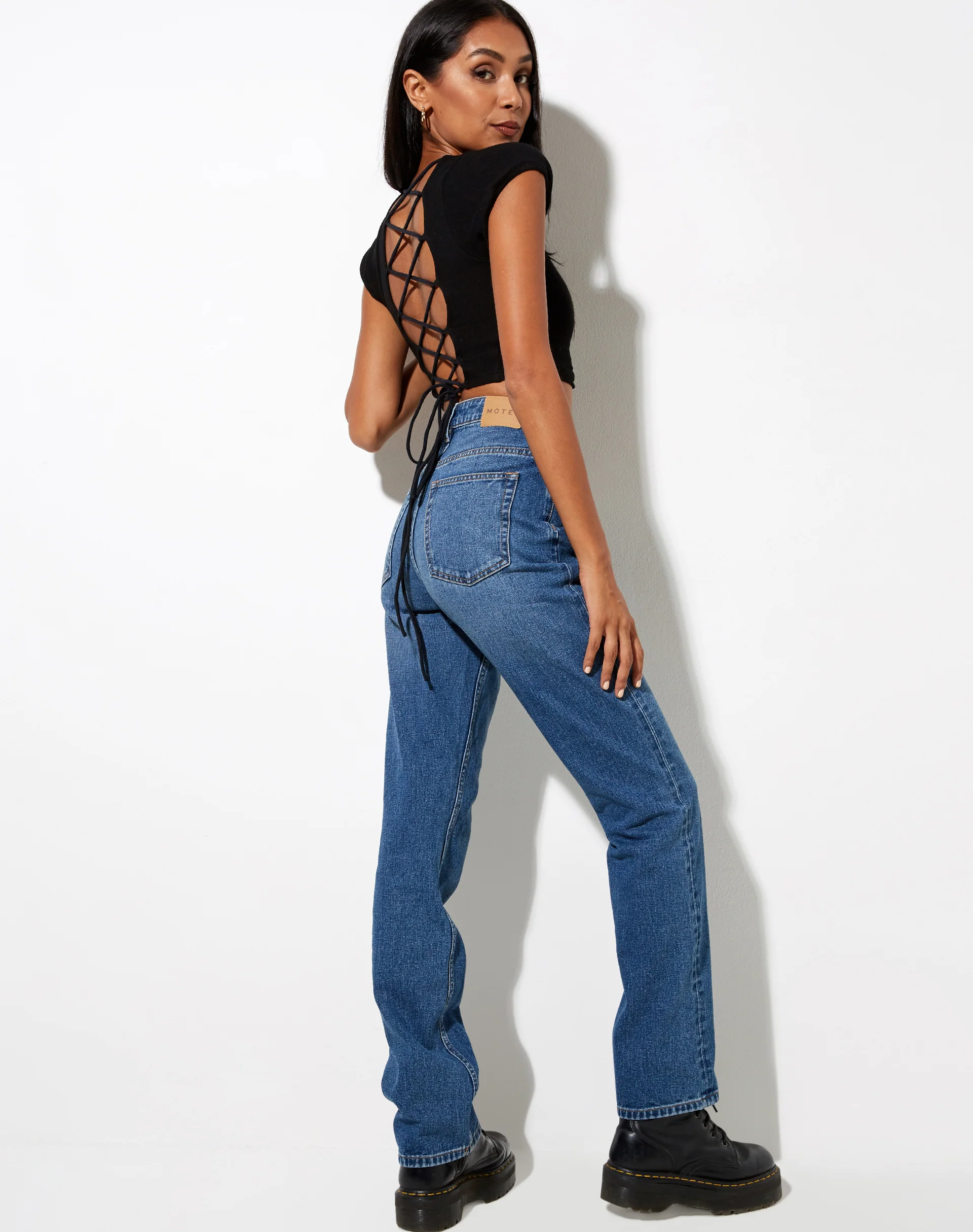 Natka Crop Top in Rib Black - Image 3