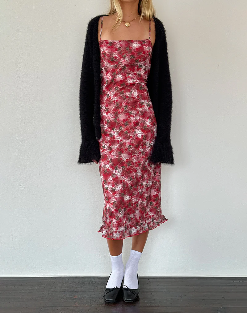 Nawari Midi Dress in Printed Lace Cherry - Image 3