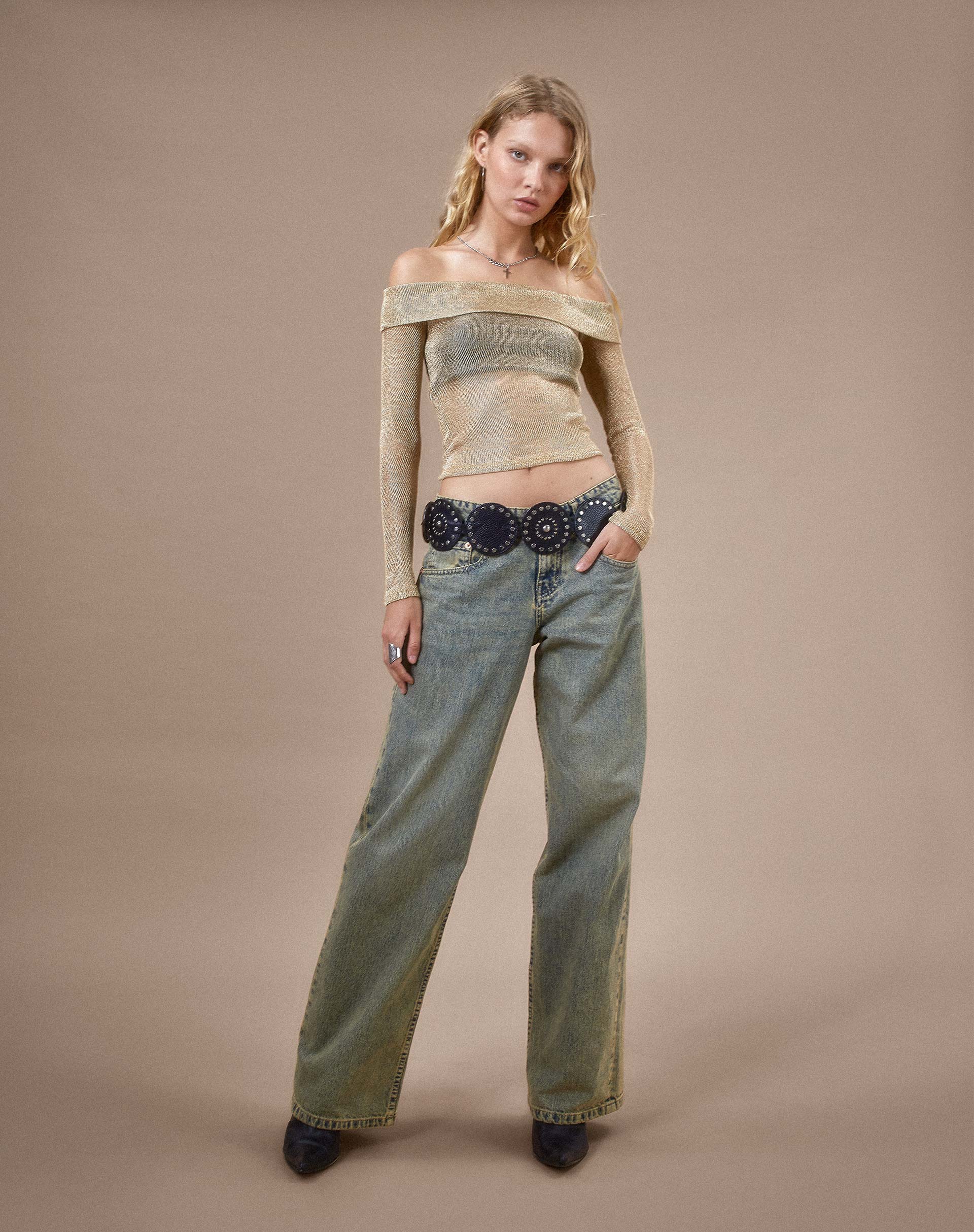 Naysila Bardot Top in Gold Chain - Image 3