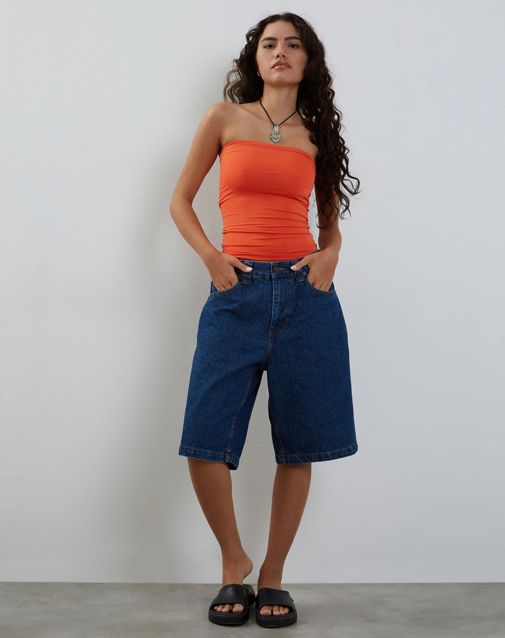 Neave Slinky Bandeau Top in Orange - Image 2