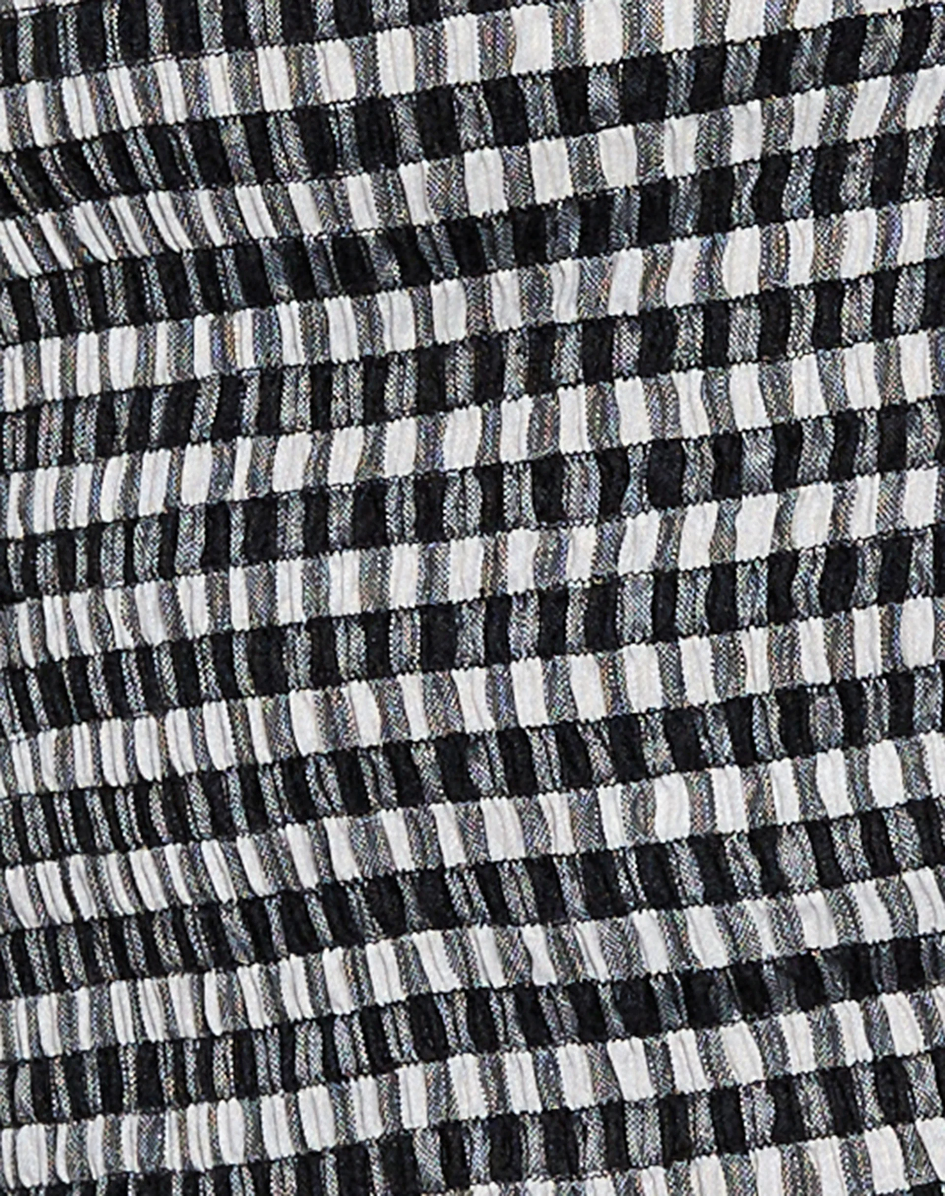 Neema Shirred Bardot Top in Mini Gingham Black and White - Image 8
