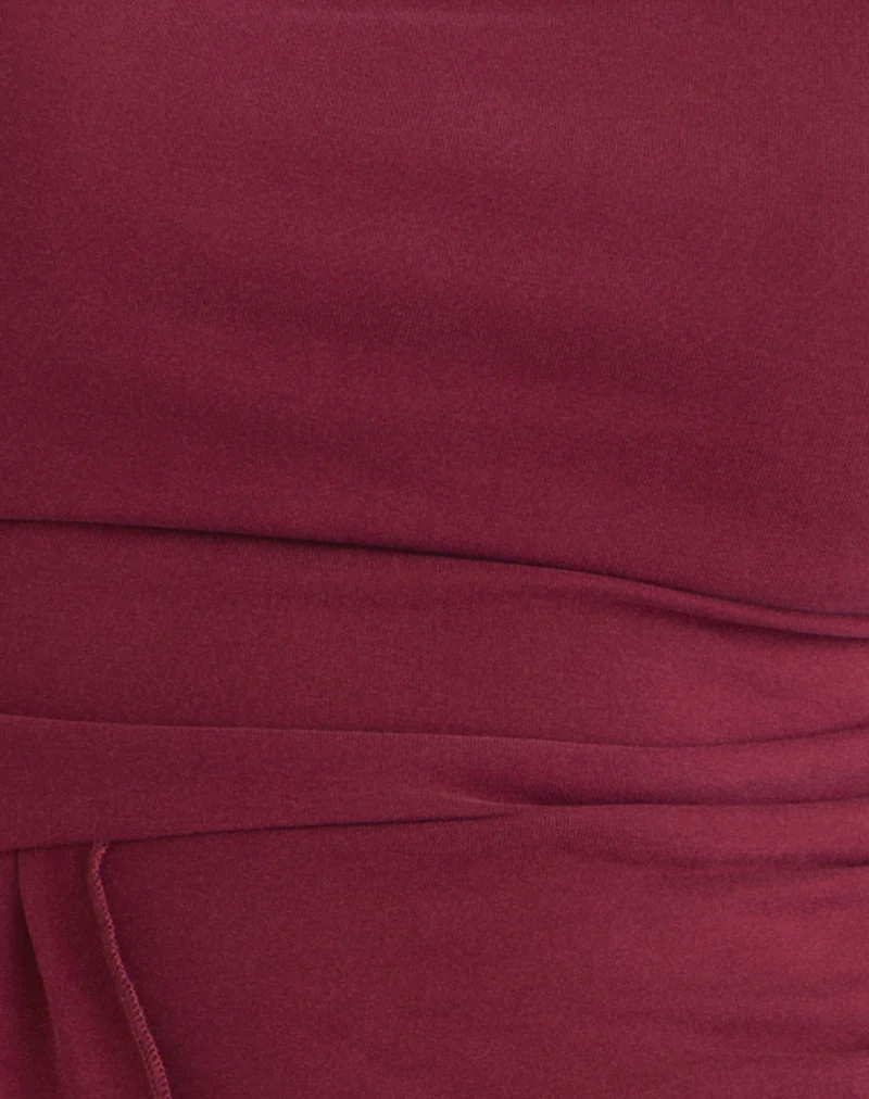 Neida Drape Top in Cupro Burgundy - Image 5