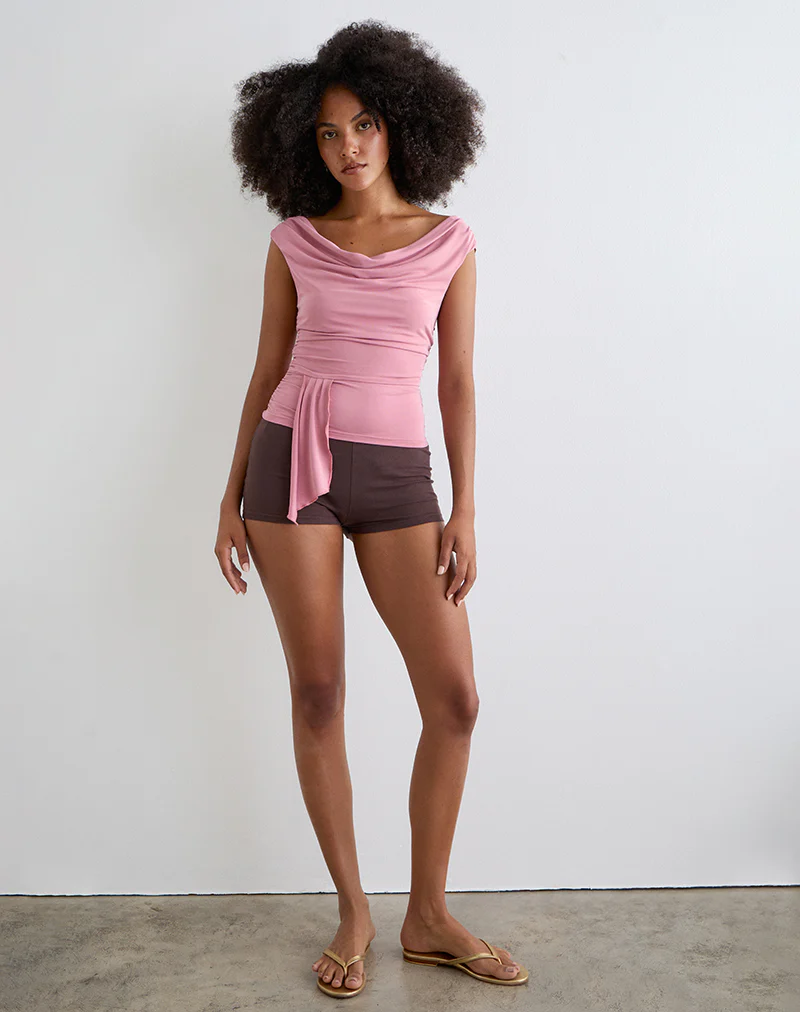 Neida Drape Top in Cupro Pink - Image 4