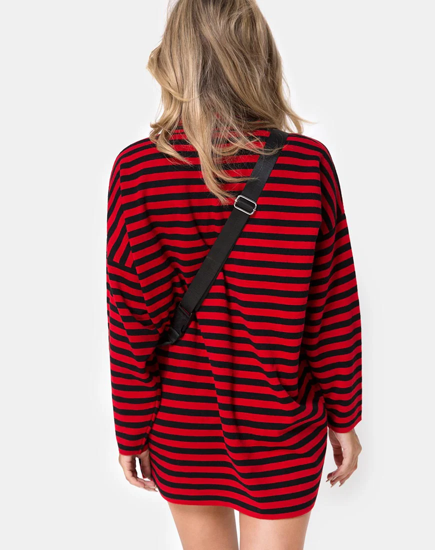 Neivie Jumper in Stripe Horizontal Black / Red - Image 2