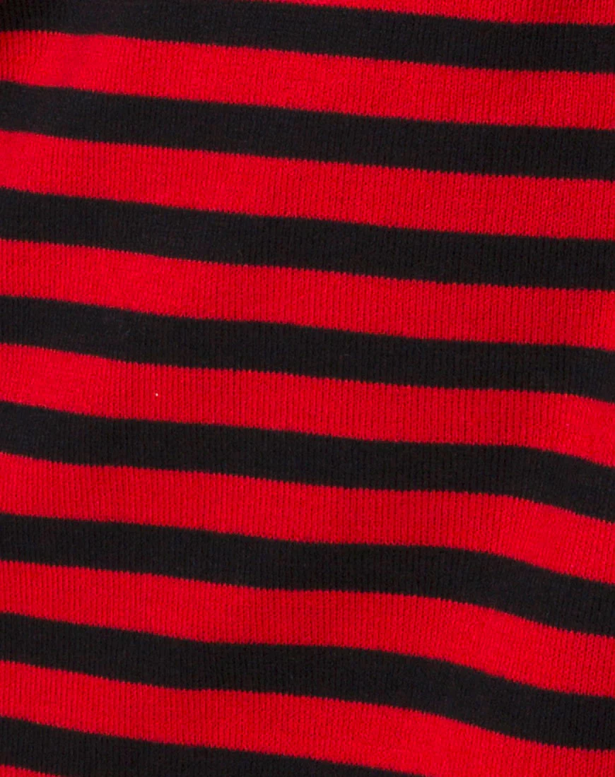 Neivie Jumper in Stripe Horizontal Black / Red - Image 5