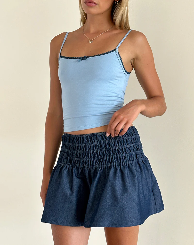 Nelesi Mini Skirt in Denim Chambray Indigo - Image 4