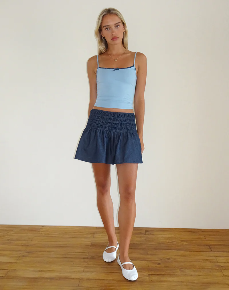 Nelesi Mini Skirt in Denim Chambray Indigo - Image 5