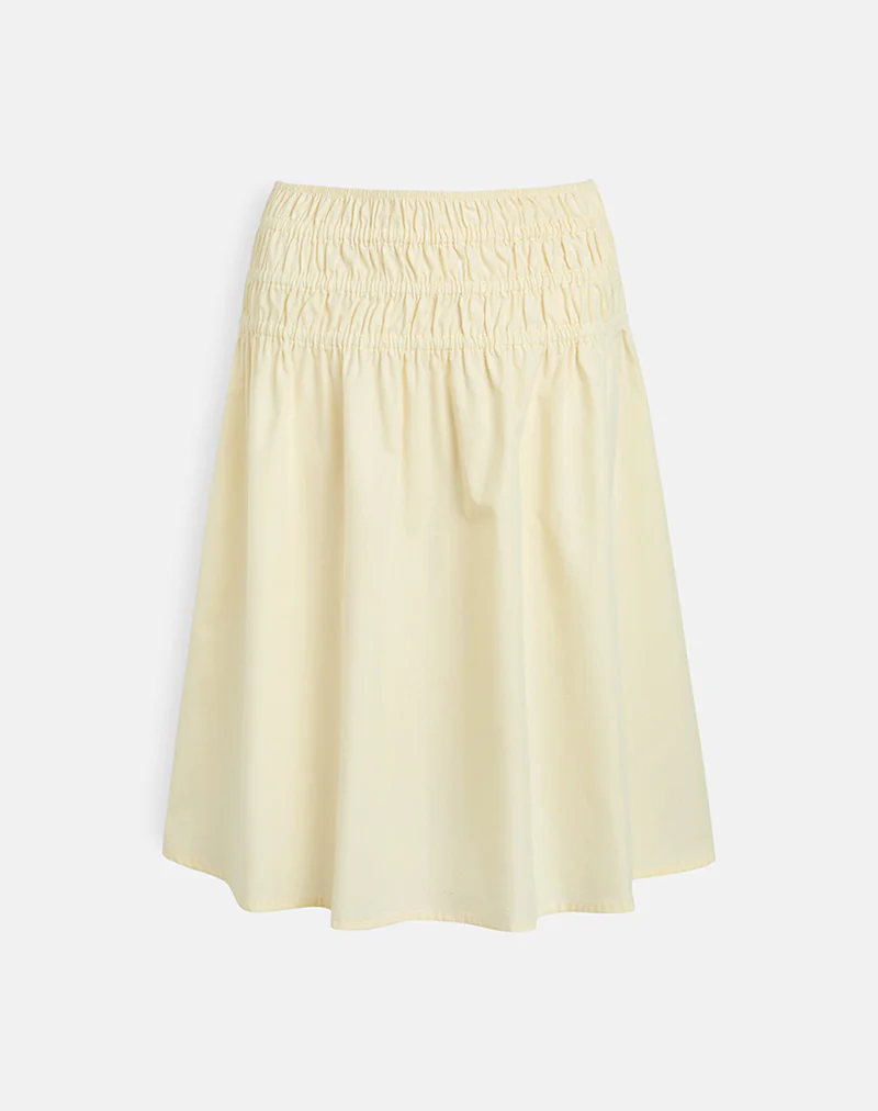Neleta Midi Skirt in Poplin Lemon - Image 2