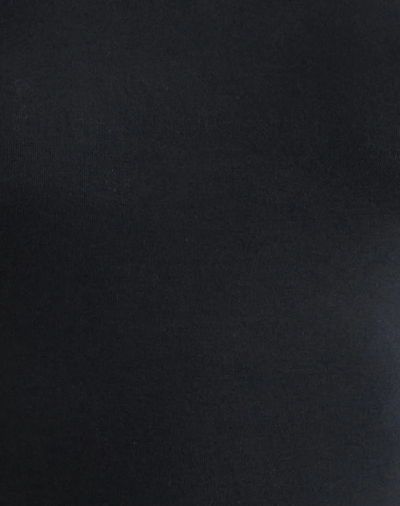 Nell High Neck Long Sleeve Top in Rayon Jersey Black - Image 5