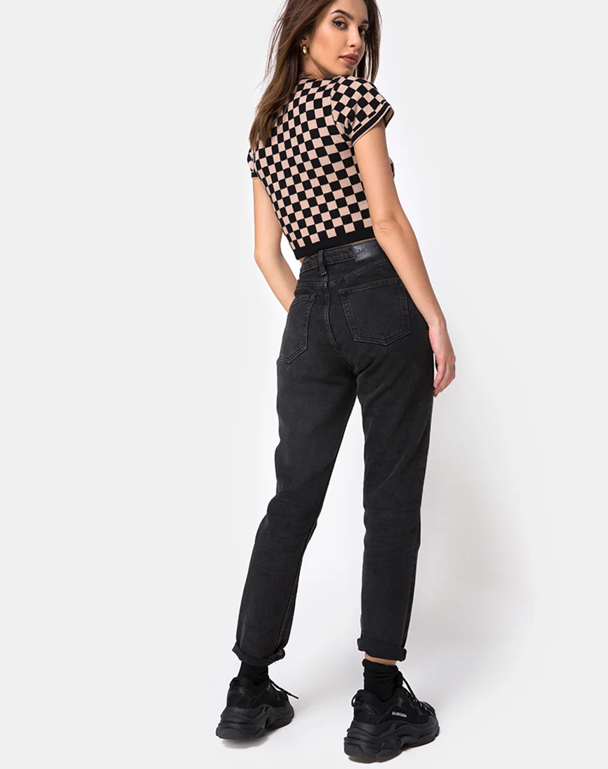 Nelle Crop Top in Checkerboard Tan - Image 4