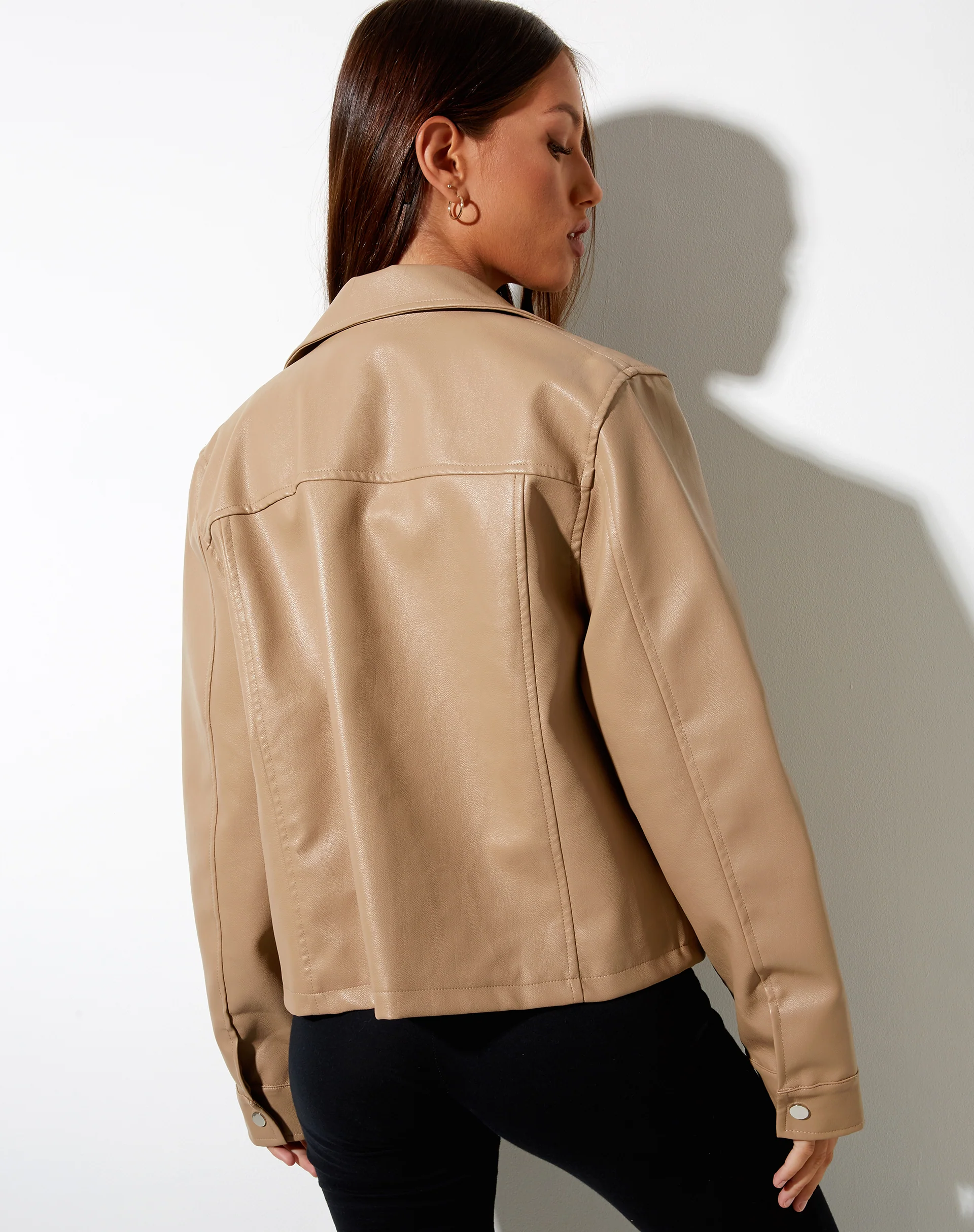 Nerissa Jacket in PU Light Brown - Image 2
