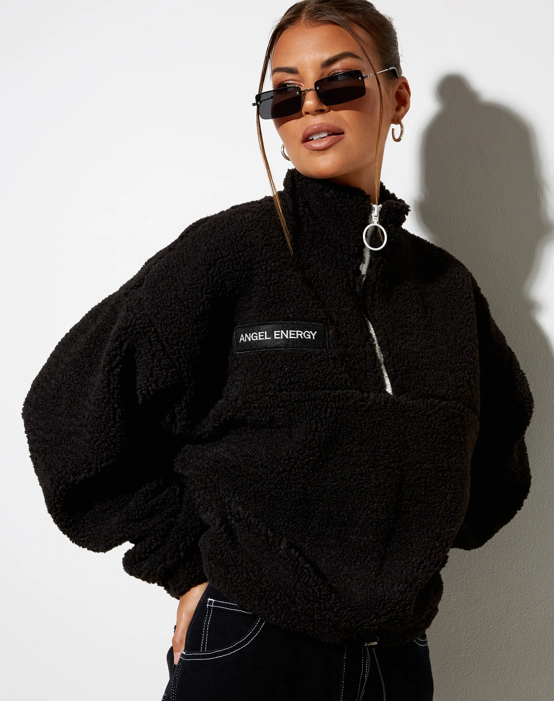 Nero Jumper in Borg Black 'Angel Energy' Label - Image 2