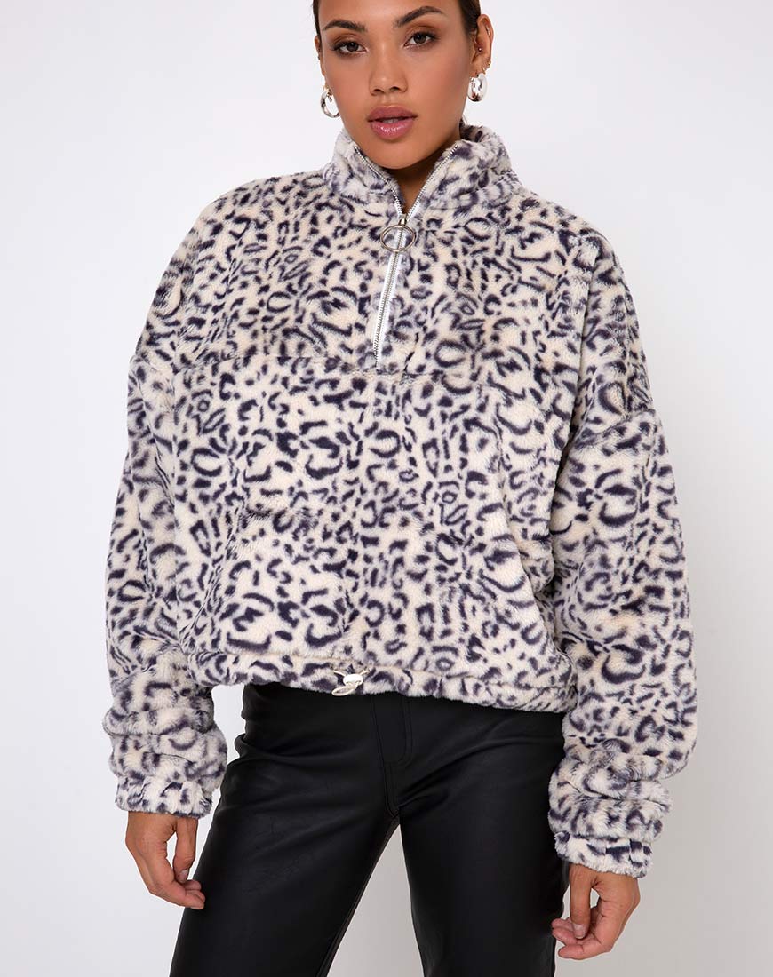 Nero Ring Pull Jacket in White Leopard - Image 3