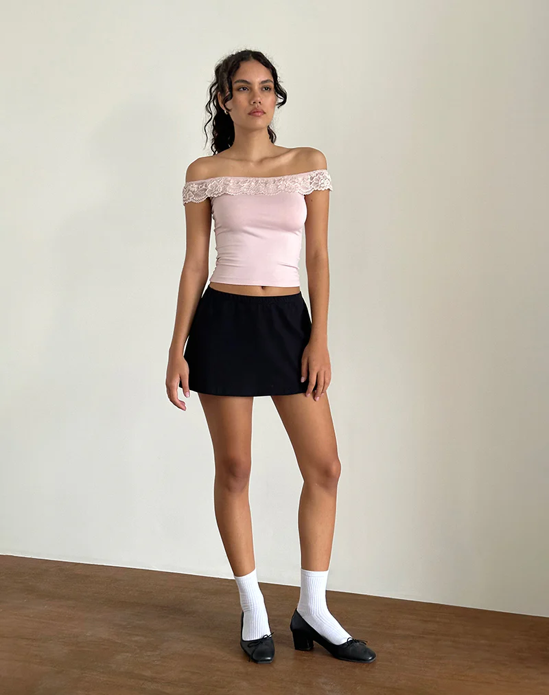 Nesel Bardot Top in Slinky Baby Pink - Image 2