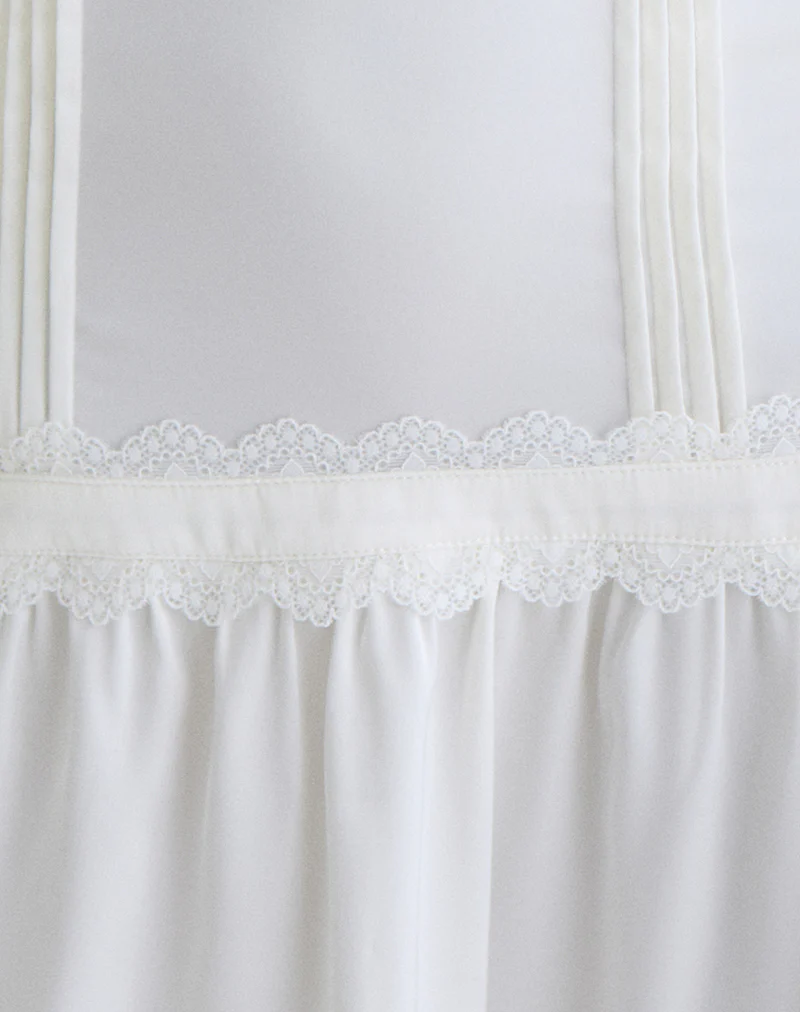 Nesha Ruffle Satin Mini Dress in White - Image 6