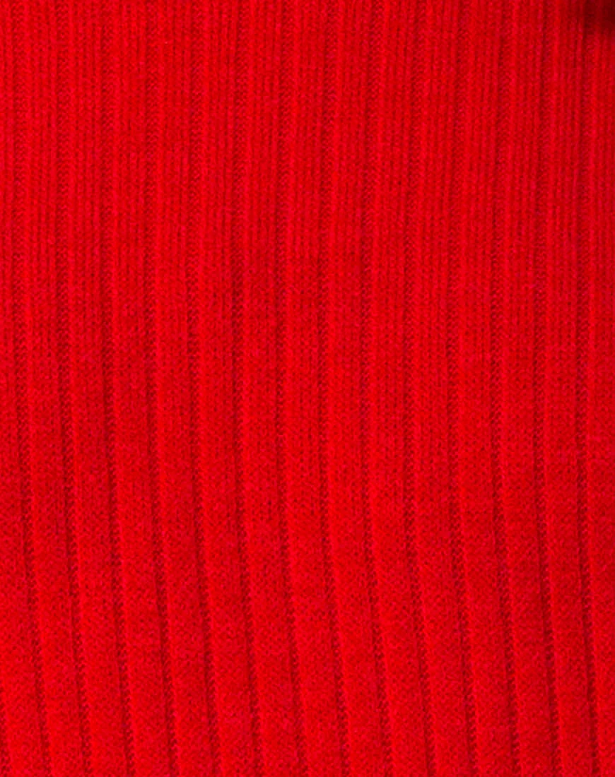 Neve High Neck Dress in Red - Image 5