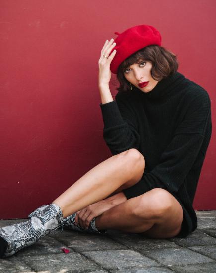 Neve Jumper Dress in Rib Knit Black - Image 5