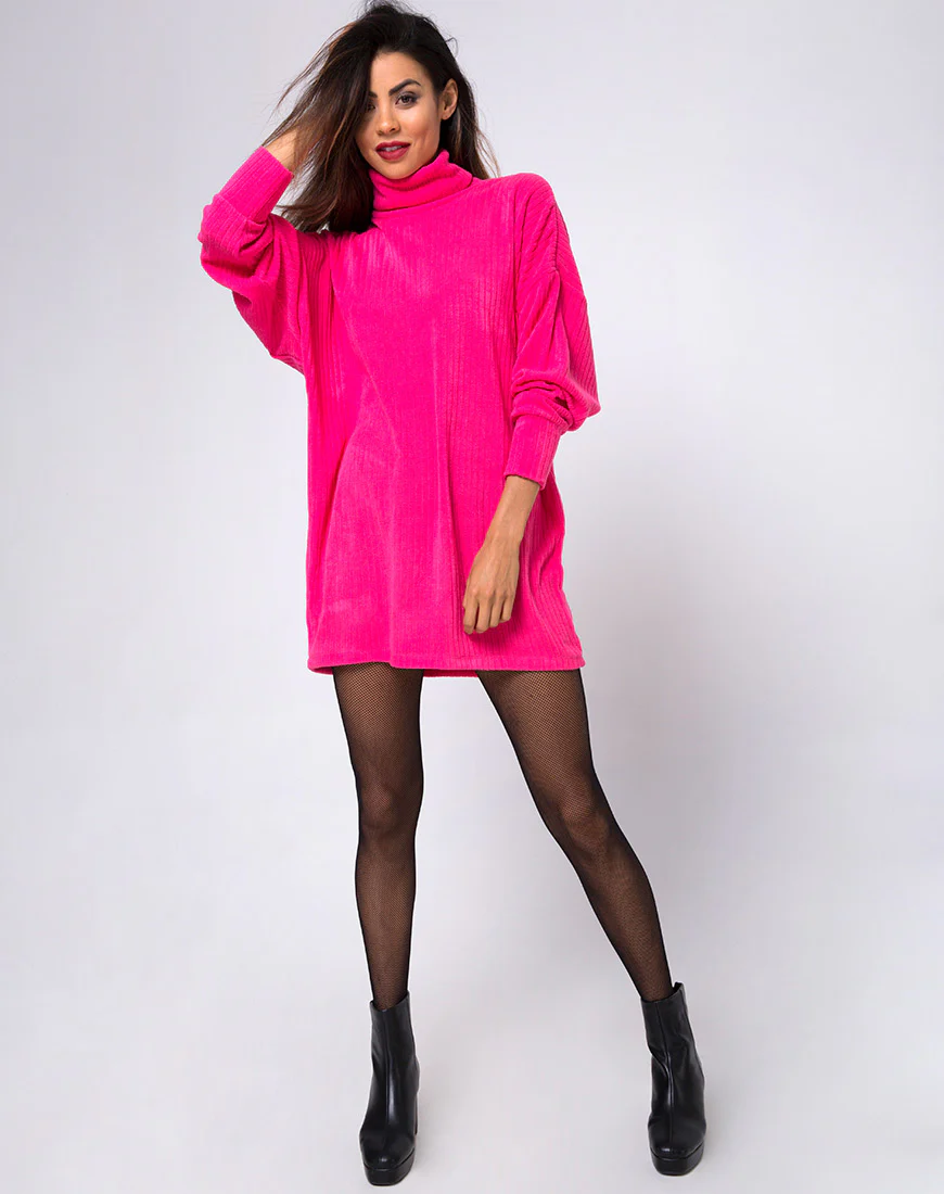 Neve Oversized Jumper in Rib Knit Pink - Image 3