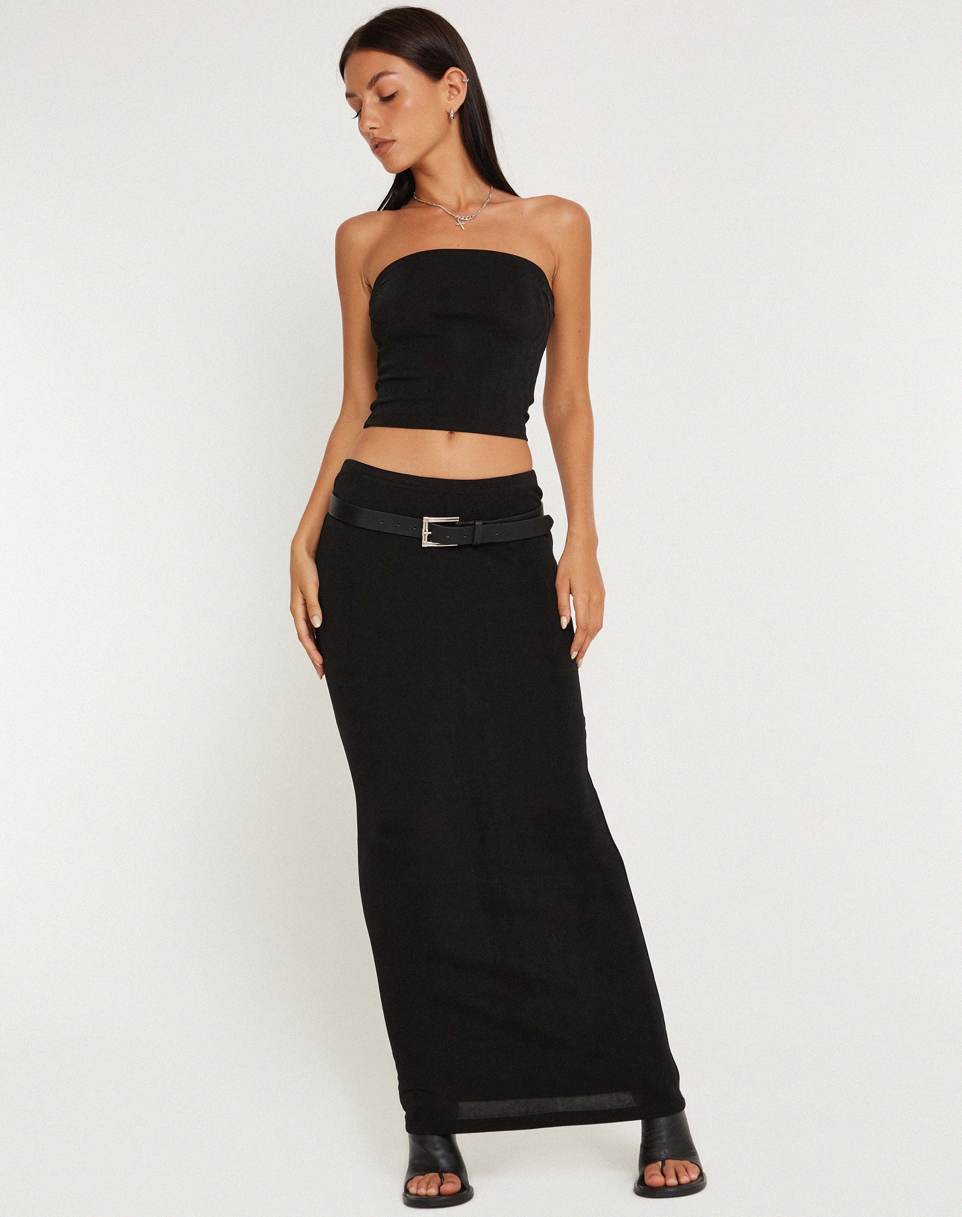Tulus Low Rise Maxi Skirt in Black - Image 2